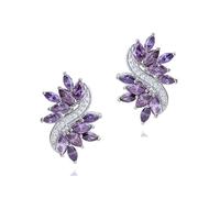 Crystalline Azuria Mujer 18ct Chapado en Oro Boda Violeta Cristales de Zirconia Pendientes para Mujer
