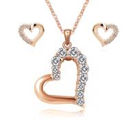 Crystalline Azuria Mujer 18ct Chapado en Oro Rosa Blanco Cristales Amor Corazón Juego de joyas Collar Pendientes para Mujer y Niña