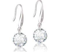 Crystalline Azuria Mujer Plata de Ley 925 Blanco Boda Redondo Blanco Cristales de Zirconia Pendientes Colgantes para Mujer y Niña