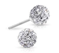 Crystalline Azuria Plata de ley 925 Disco Bola 6 mm Blanco Cristales Pendientes de tuerca para Mujer y Niña