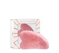Crystallove Gua Sha Piedra con Cuarzo Rosa - Rodillo de masaje Jade - Forma de corazón - Guasha Board - Masaje facial para cara, ojos, hinchazón de los ojos, estiramiento de la piel de la cara -