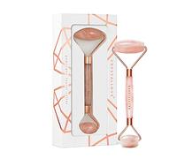 CRYSTALLOVE - Rodillo de masaje antienvejecimiento para el rostro con cuarzo rosa - Masaje facial - Masaje facial - Rodillo - Herramienta de masaje