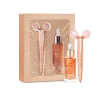 CRYSTALLOVE Rose Quartz 3D lift & sculpt set - Masajeador de elevación y suero - limited edition