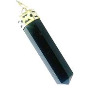 crystalmiracle Colgante de turmalina con 6 facetas, cristal curativo, accesorio de moda, regalo, bienestar, aura psíquica, hecho a mano (Negro)