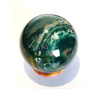 crystalmiracle Esfera de piedra de sangre Cristal Curación Reiki FENG Shui Hogar Oficina Regalo Energía Piedra preciosa Paz (Tamaño De La Bola: 52 Mm Aprox. Peso: 170 Gramos., Verde, Rojo, Blanco)