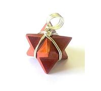 CRYSTALMIRACLE Piedra preciosa de jaspe 18 Mm Merkaba Estrella Colgante Cristal Curativo Accesorio de moda Regalo Chakra Bienestar Artesanal Energía Positiva (Rojo)