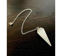 CRYSTALMIRACLE Potente selenita Dowser Péndulo Cristal Curación Reiki Feng Shui Regalo Energía psíquica Hecho a mano Bienestar (Blanco, 1 Unidad (Paquete De 1))