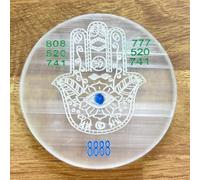 crystalmiracle Selenita Numérica Reiki Placa Redonda Curación Bienestar Meditación Hecho a Mano Feng Shui Regalo de Oficina en Casa
