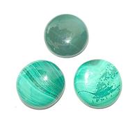 CRYSTALMIRACLE Tres cabujones redondos de malaquita Cristal curativo Energía positiva Reiki FENG Shui Regalo Metafísica Piedra preciosa Meditación Hecho a mano (Verde, Tamaño : 24 Mm Aprox Cada Uno)