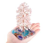 Crystals Quartz Tree Tumbled Gemstone Stones Money Tree, Geode Agate Slices Base Feng Shui Ornaments Home Decoration,B