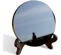 CRYSTALSTILE Espejo de obsidiana negra natural con soporte, 15 cm, cristales curativos para brujería, adivinación, meditación y decoración de cristal, 15 cm