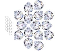 Crystalsuncatcher - Prisma de bola de cristal transparente, atrapasueños con forma de arco iris, para ventanas, para Feng Shui, para regalo (30 mm, 15 unidades)