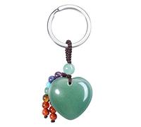 CrystalTears Llavero de cristal curativo de chakras, llavero de corazón de cristal natural para mujeres y niñas, regalo de decoración para Navidad, Día de la Madre, cumpleaños, Aventurina verde, 27mm