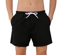 CrystErzoix Bañador Niño Secado Rápido con Forro Interior de Malla Short de Natación Pantalones Cortos de Baño Ligeros Bañador para Playa Piscina, Negro 7 Años
