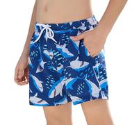 CrystErzoix Bañador Niño Secado Rápido con Forro Interior de Malla Short de Natación Pantalones Cortos de Baño Ligeros Bañador para Playa Piscina, Tiburón 7 Años