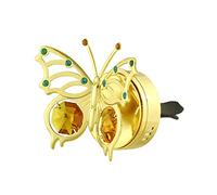 Crystocraft Aromaterapia de coche, mariposa de metal con tachonados de cristal austriaco, clip de ventilación de coche, difusor esencial, con 5 piezas de algodón difuso (mariposa dorada-mini)