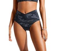 CRZ YOGA Braga de Bikini para Mujer Corte en V Cintura Alta Frente CruzadoBottoms de Traje de Baño Jungle Camuflaje Gris 46