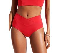 CRZ YOGA Braga de Bikini para Mujer Corte en V Cintura Alta Frente CruzadoBottoms de Traje de Baño Rojo Profundo 40