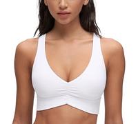 CRZ YOGA Butterluxe Mujeres Acanalado Deportes Sujetadores V Cuello Cruz Espalda Yoga Tanque Tops Blanco 42