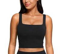 CRZ YOGA Butterluxe Mujeres Cuadrado Cuello Palangre Sujetador Deportivo - Yoga Acolchado Cultivo Tanque Tops Negro 46
