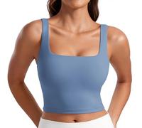 CRZ YOGA Butterluxe Mujeres Cuadrado Cuello Palangre Sujetador Deportivo - Yoga Acolchado Cultivo Tanque Tops Oasis Azul 40