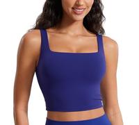 CRZ YOGA Butterluxe Mujeres Cuadrado Cuello Palangre Sujetador Deportivo - Yoga Acolchado Cultivo Tanque Tops Larkspur Azul 44