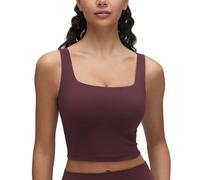 CRZ YOGA Butterluxe Mujeres Cuadrado Cuello Palangre Sujetador Deportivo - Yoga Acolchado Cultivo Tanque Tops Ciruela Madura 38