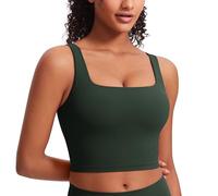 CRZ YOGA Butterluxe Mujeres Cuadrado Cuello Palangre Sujetador Deportivo - Yoga Acolchado Cultivo Tanque Tops Leyenda Verde 46