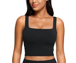 CRZ YOGA Butterluxe Mujeres Cuadrado Cuello Palangre Sujetador Deportivo - Yoga Acolchado Cultivo Tanque Tops Negro 44