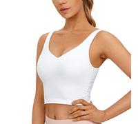 CRZ YOGA Butterluxe Mujeres Sujetador Deportivo - Cultivo Camiseta De Tirantes con Brasier Incorporado Blanco XL