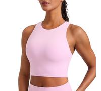 CRZ YOGA Butterluxe Mujeres Y-Espalda Elevado Cuello Palangre Sostén Deportivo - Acolchado Cultivo Tanque Tops Vita Rosa 42