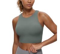 CRZ YOGA Butterluxe Mujeres Y-Espalda Elevado Cuello Palangre Sostén Deportivo - Acolchado Cultivo Tanque Tops Sabio Gris 46