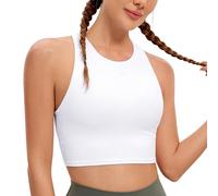 CRZ YOGA Butterluxe Mujeres Y-Espalda Elevado Cuello Palangre Sostén Deportivo - Acolchado Cultivo Tanque Tops Blanco 44