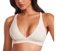 CRZ YOGA Butterluxe Profundo Cuello en V Deportes Sujetadores para Mujer Criss Cruz Sexy Acolchado Sostén Albaricoque Blanco 38