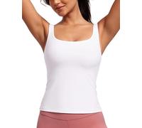 CRZ YOGA Butterluxe U Cuello Tanque Tapas para Mujer Acolchado Cultivo Tapas Camisola Blanco 44