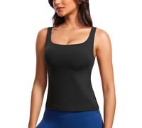 CRZ YOGA Butterluxe U Cuello Tanque Tapas para Mujer Acolchado Cultivo Tapas Camisola Negro 40