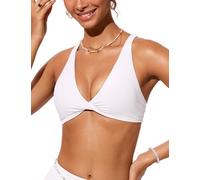 CRZ YOGA De las Mujeres Cuello en V Bikini Traje de Baño Espalda Cruzada Top de Natación Acolchada Blanco 46