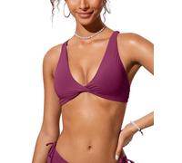 CRZ YOGA De las Mujeres Cuello en V Bikini Traje de Baño Espalda Cruzada Top de Natación Acolchada Rojo 44