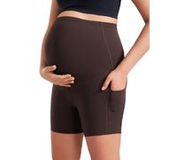 CRZ YOGA Maternidad Mallas Cortas Bolsas 13cm Marrón Fudge Caliente 40