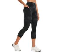 CRZ YOGA Mujer Butterluxe Ejercicio Capri Polainas con Bolsillos 53cm - Talle Alto Atlético Yoga Pantalones Flores De Tinte Negro 44