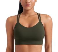 CRZ YOGA Mujer Butterluxe Palangre Sujetador Deportivo Criss Cruz Moldeado Taza Yoga Cultivo Tanque Cima Verde Oliva M
