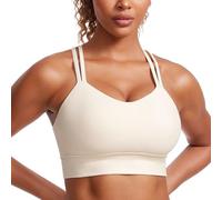 CRZ YOGA Mujer Butterluxe Palangre Sujetador Deportivo Criss Cruz Moldeado Taza Yoga Cultivo Tanque Cima Albaricoque Blanco M