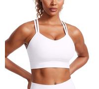 CRZ YOGA Mujer Butterluxe Palangre Sujetador Deportivo Criss Cruz Moldeado Taza Yoga Cultivo Tanque Cima Blanco L