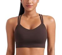 CRZ YOGA Mujer Butterluxe Palangre Sujetador Deportivo Criss Cruz Moldeado Taza Yoga Cultivo Tanque Cima Marrón Fudge Caliente L