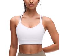 CRZ YOGA Mujer Butterluxe Palangre Sujetador Deportivo Criss Cruz Moldeado Taza Yoga Cultivo Tanque Cima Blanco XL