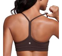 CRZ YOGA Mujer Butterluxe Sujetador Deportivo Y Racerback Spaghetti Straps Bajo Impacto Yoga Gimnasio Bra Tops Marrón Fudge Caliente S