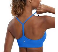 CRZ YOGA Mujer Butterluxe Sujetador Deportivo Y Racerback Spaghetti Straps Bajo Impacto Yoga Gimnasio Bra Tops Azul Destello S