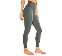 CRZ YOGA Mujer Naked Feeling Deportivos 7/8 Leggings Yoga Fitness Pantalon de Cintura Alta con Bolsillos-64cm Sabio Gris 42