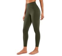 CRZ YOGA Mujer Naked Feeling Deportivos 7/8 Leggings Yoga Fitness Pantalon de Cintura Alta con Bolsillos-64cm Oliva Verde 38
