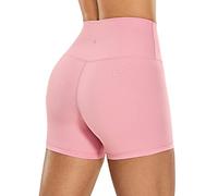 CRZ YOGA Mujer Naked Feeling Pantalones Cortos Deportivos Cintura Alta Yoga Ciclismo Fitness Mallas Cortas - 10cm El Polvo de los latidos del corazón 36
